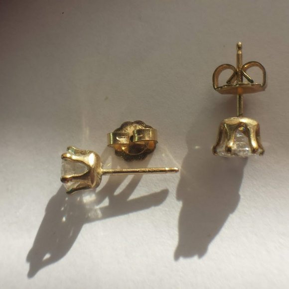 2 Carat CZ 14K Gold Stud Earrings - Picture 10 of 15